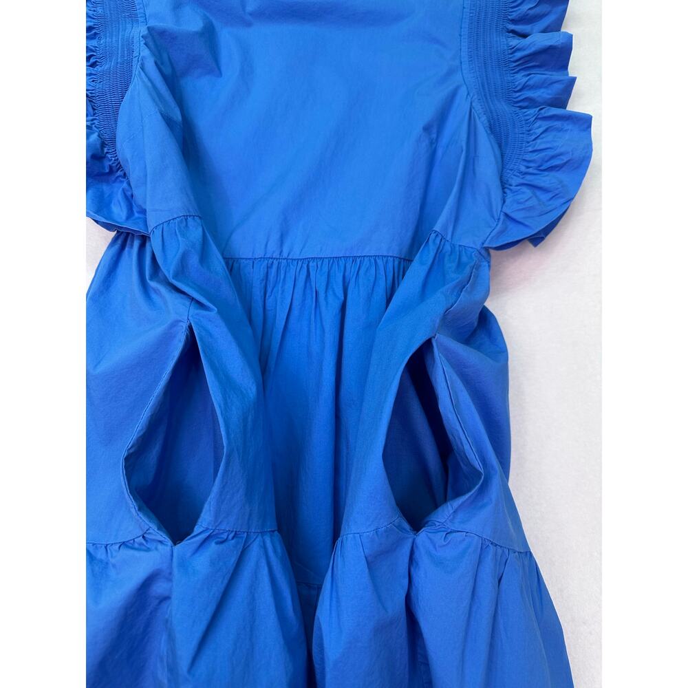 English Factory Blue Ruffled Sleeve Babydoll Mini Dress With Pockets Size Large - Picture 7 of 13